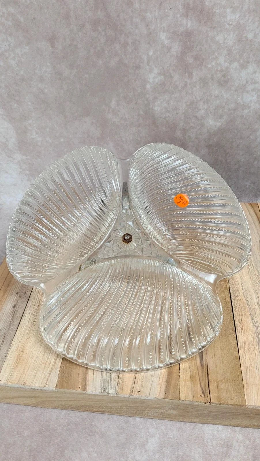 Grote vintage glazen bediende met verzilverde metalen handgreep – photo 7
